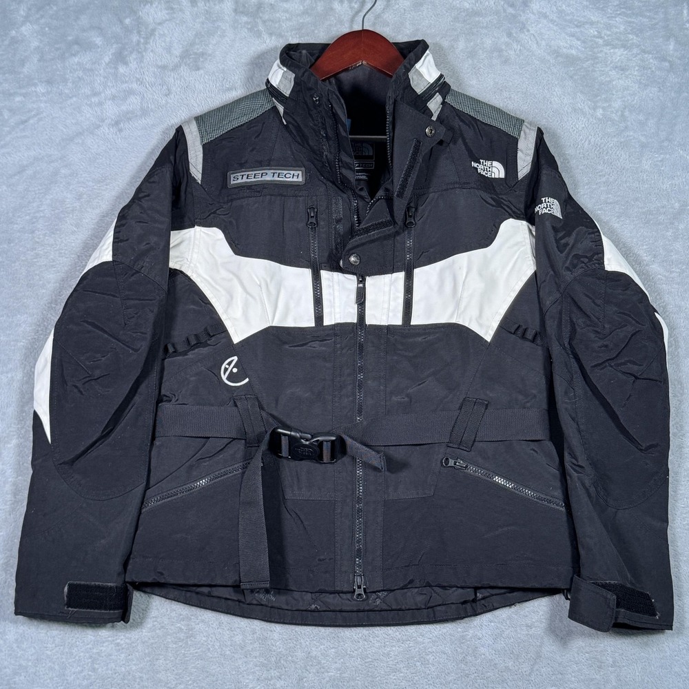 North Face Steep Tech Jacket Womens M Black Insulated Belted Ski Full Zip